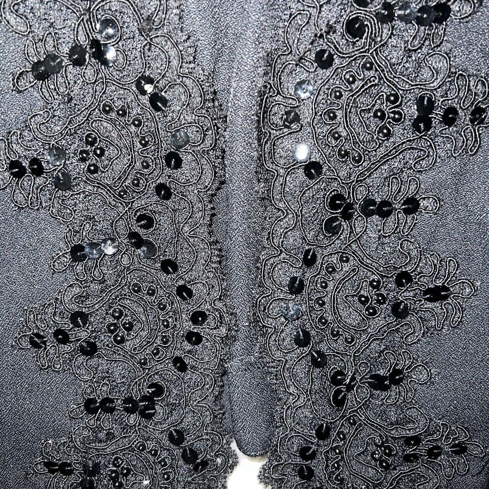 Vintage R and M Richards By Karen Kwong Black Bolero Jacket Lace Detail Women M - Picture 5 of 12